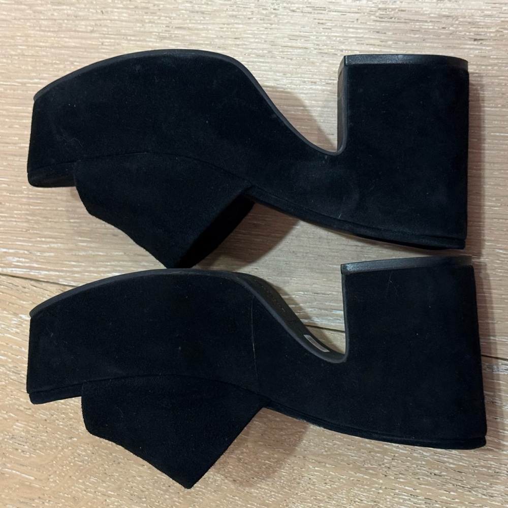 Larroude Black Suede Platform Mule Heels - Picture 6 of 6